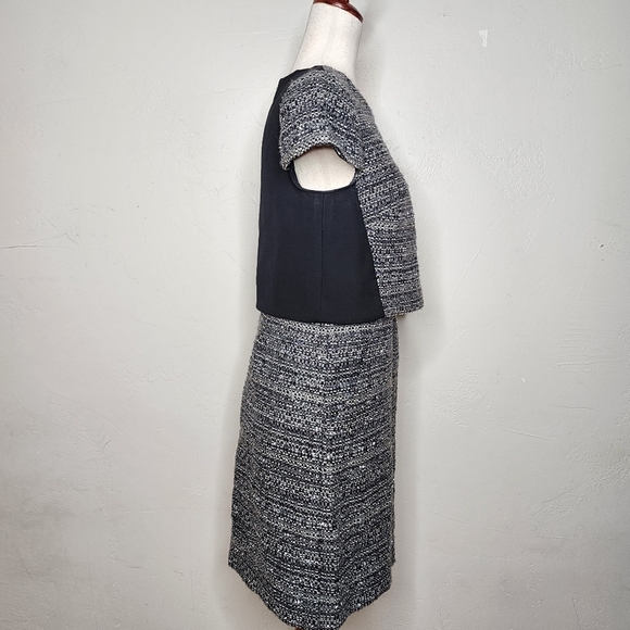 Tory‎ Burch Deandra Mock Two Piece Metallic Tweed Shift Dress Graphite  Size 4 - Picture 5 of 11